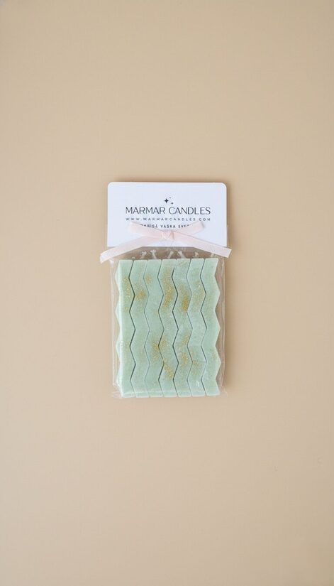 Dzimšanas dienas svecīšu komplekts Zigzag | 7 gab| Gaiši zaļš ar zelta spīdumiem